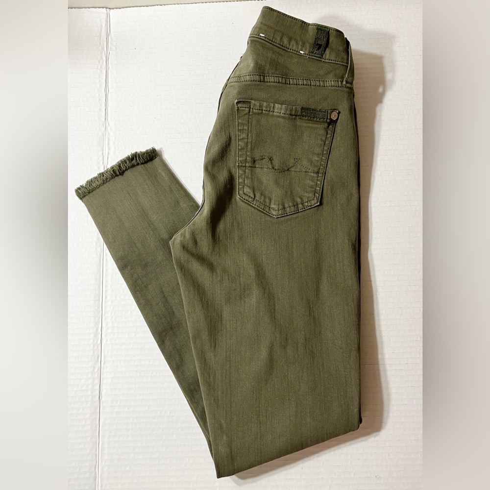 7 For All Mankind Jeans Women’s 24 Olive Gwenevere‎ Ankle Fit Stretch Boho Chic